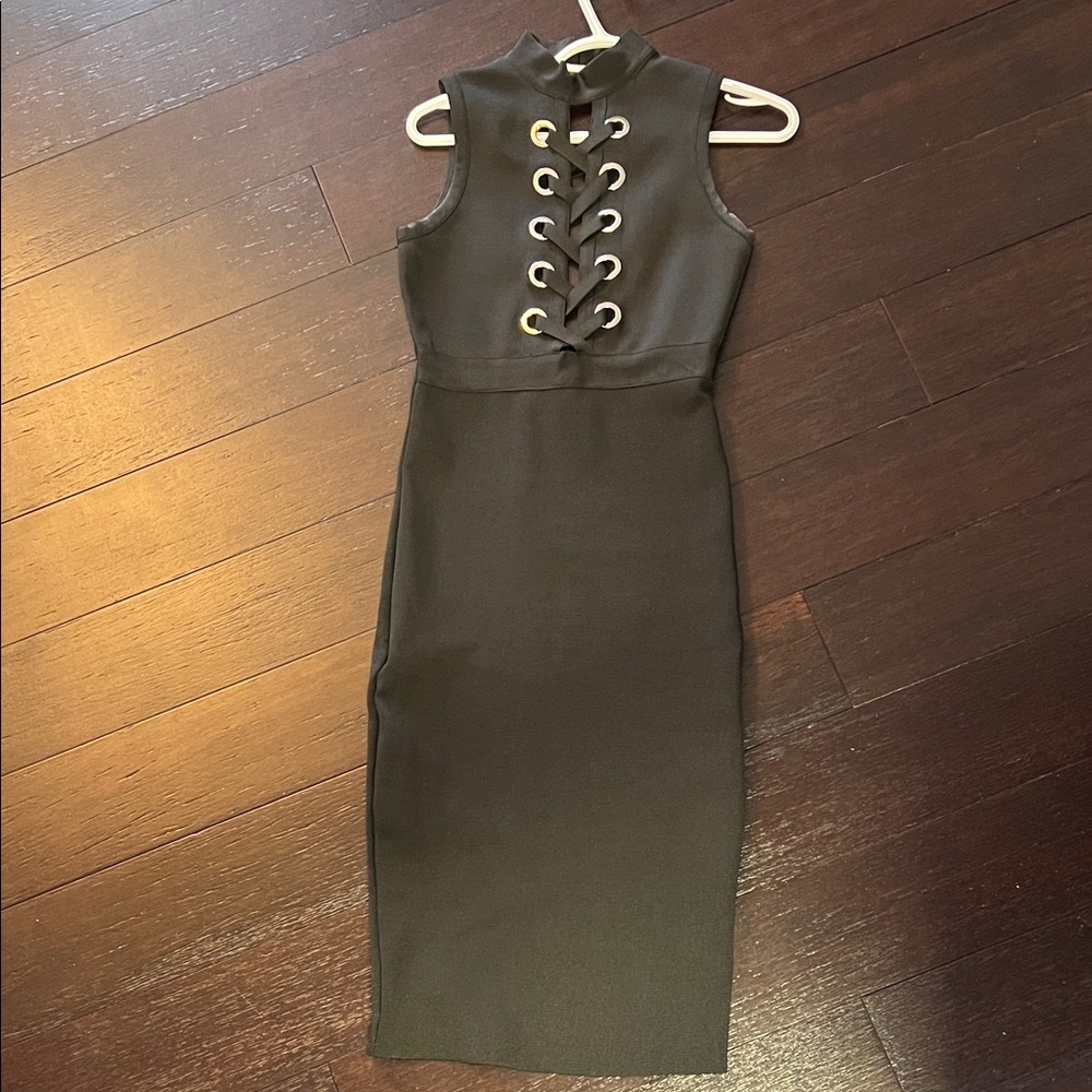 WOW Couture Black Lace-Up bandage dress